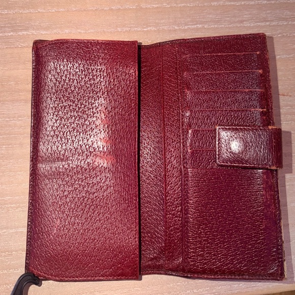 Gucci GG Canvas Long Wallet Beige Tan Monogram Red Enamel Logo - Picture 8 of 8